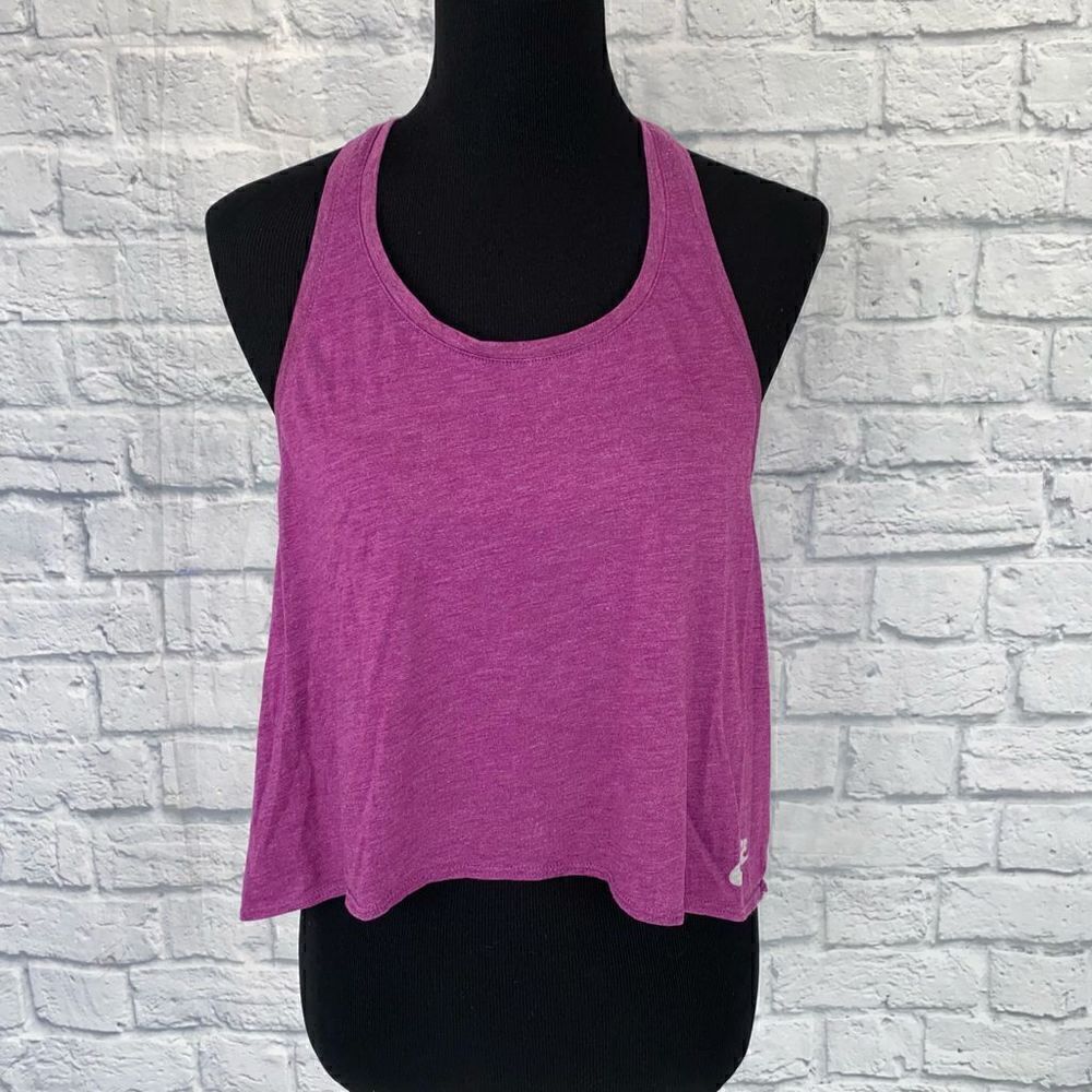 Nike scoopneck racerback tank top purple w/white dots on back of top sz M women